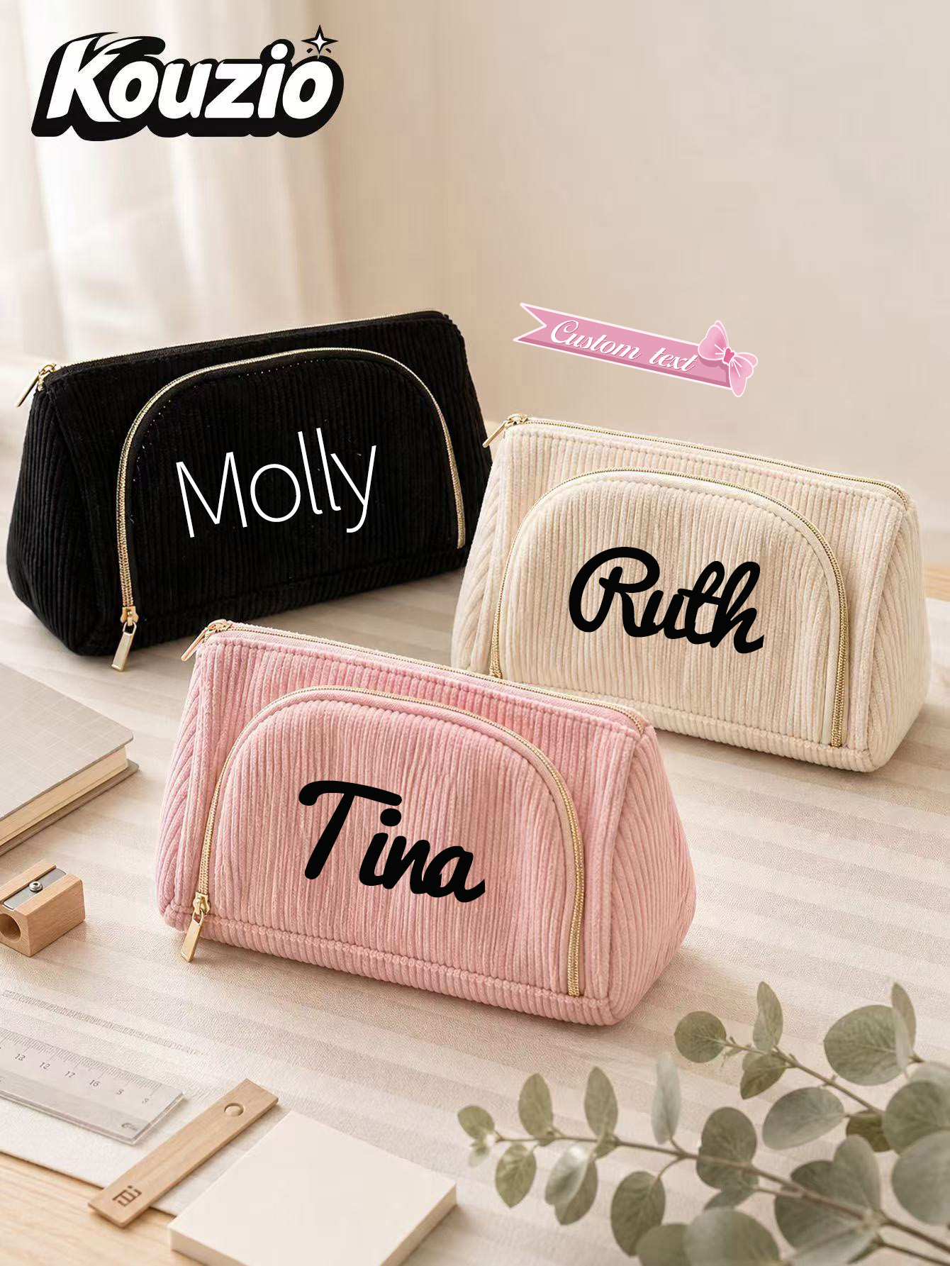 Stationery Supplier - Personalizowany piórnik z welurowej tkaniny z